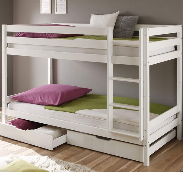 Detská PATROVÁ posteľ KAMILA PLUS 200x90 cm so šuplíkmi - biela