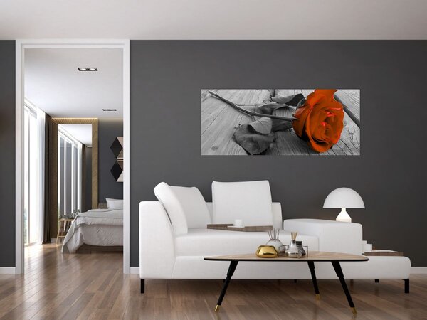 Obraz - Oranžová ruža (120x50 cm)