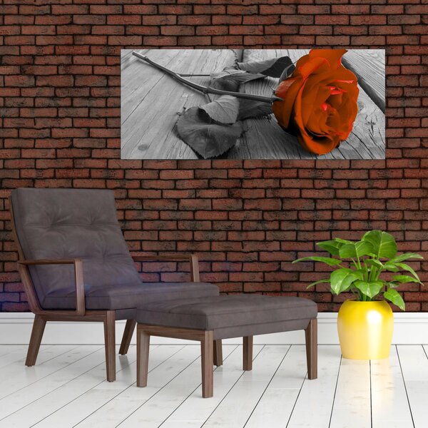 Obraz - Oranžová ruža (120x50 cm)