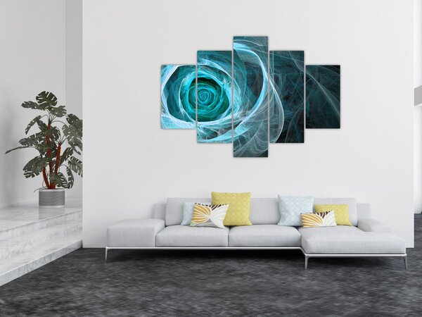 Obraz - Abstraktné ruže modrá s čiernym pozadím (150x105 cm)