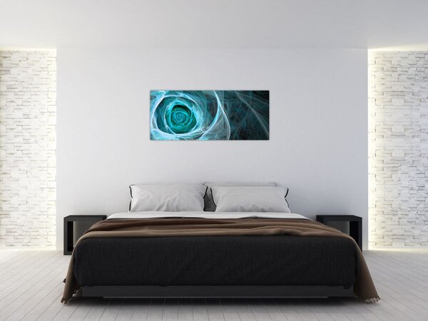 Obraz - Abstraktné ruže modrá s čiernym pozadím (120x50 cm)