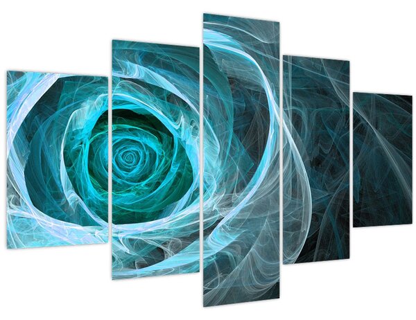 Obraz - Abstraktné ruže modrá s čiernym pozadím (150x105 cm)