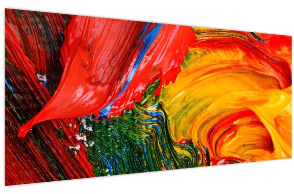 Obraz - Modrenie abstrakcie štetcom (120x50 cm)