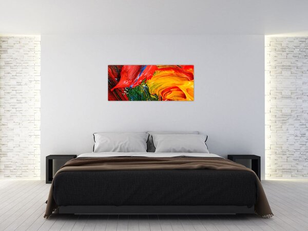 Obraz - Modrenie abstrakcie štetcom (120x50 cm)