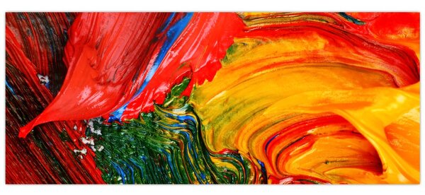 Obraz - Modrenie abstrakcie štetcom (120x50 cm)