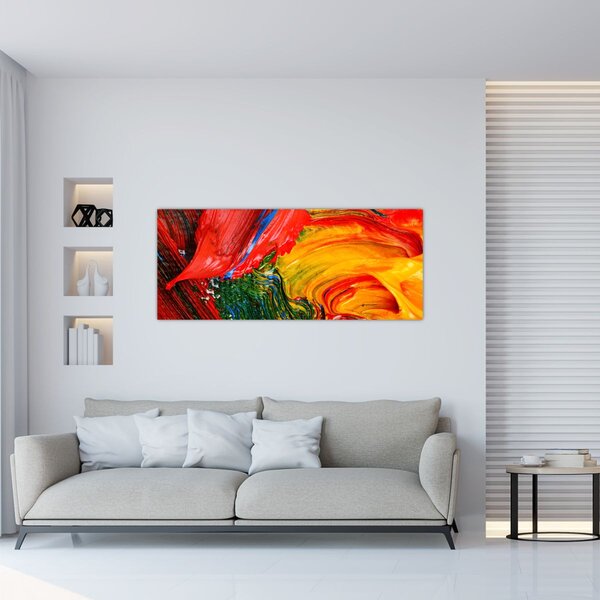 Obraz - Modrenie abstrakcie štetcom (120x50 cm)