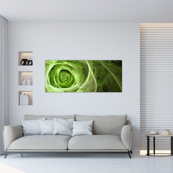 Obraz - Abstraktné ruže zelená (120x50 cm)