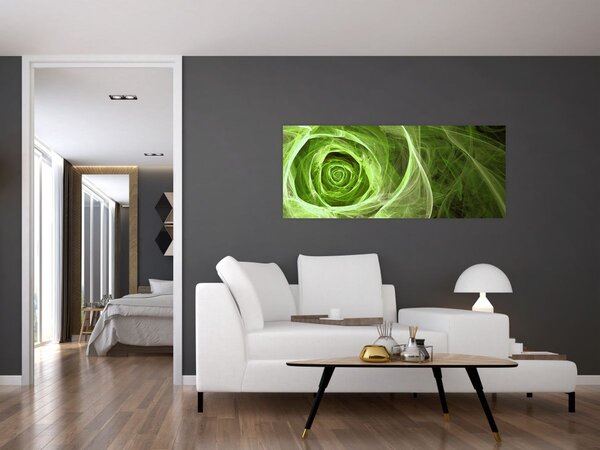 Obraz - Abstraktné ruže zelená (120x50 cm)