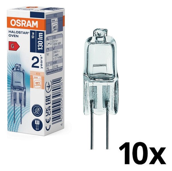 Sada 10 ks halogénových žiaroviek do rúry HALOSTAR G4/10W/12V 2700K - Osram