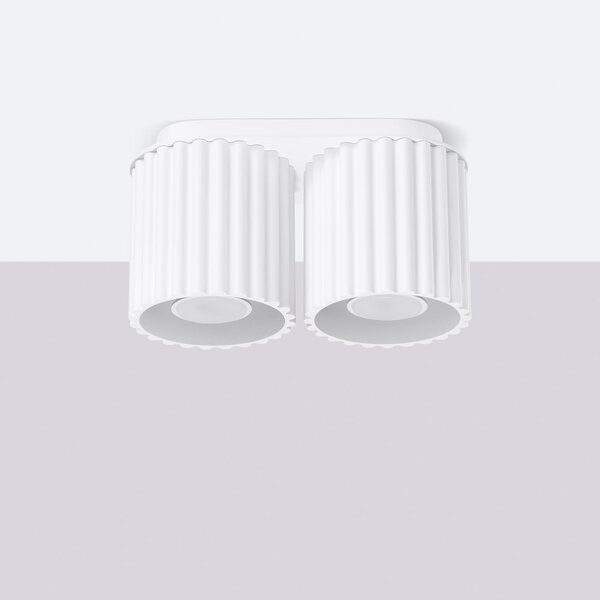 Stropné svietidlo Aura, 2x biele hliníkové tienidlo, (10 cm)