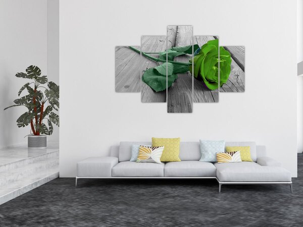 Obraz - Zelená ruža (150x105 cm)