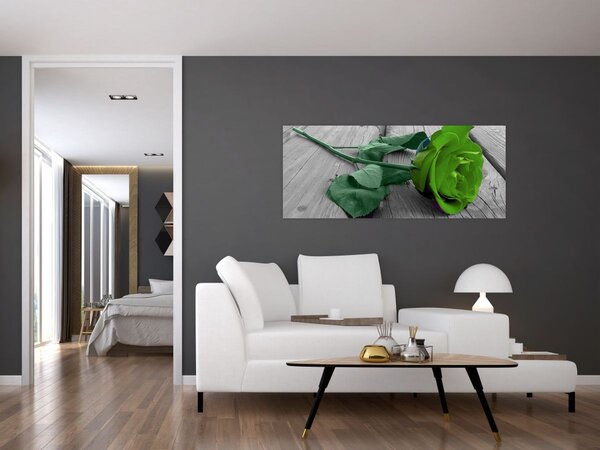 Obraz - Zelená ruža (120x50 cm)