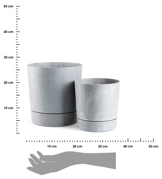 PLASTOVÝ KVETINÁČ AZALEA SADA 2KS 22,5X23,5 CM+17,5X18,5 CM IMITÁCIA BETÓNU SIVÁ