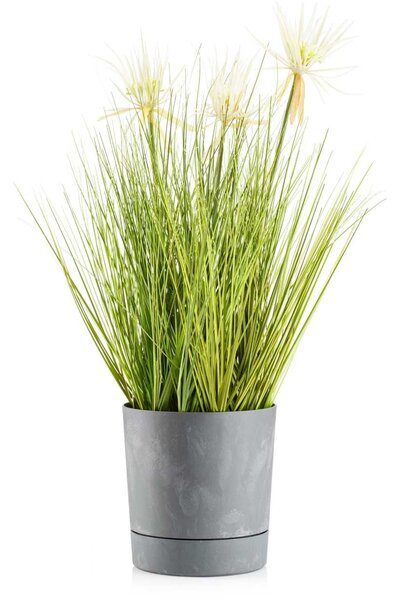 PLASTOVÝ KVETINÁČ AZALEA SADA 2KS 22,5X23,5 CM+17,5X18,5 CM IMITÁCIA BETÓNU SIVÁ