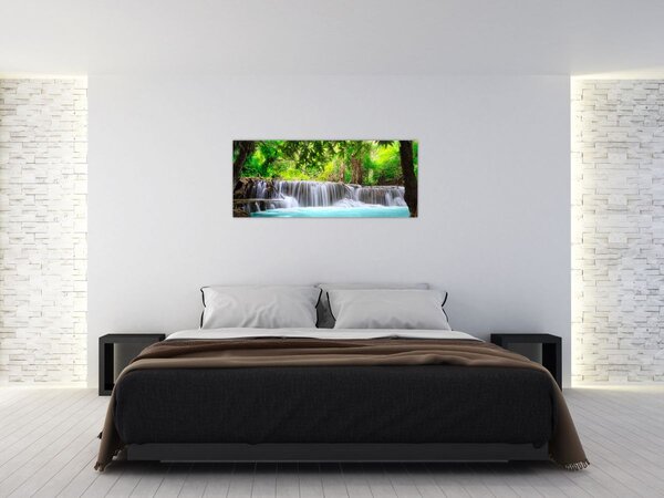 Obraz - Vodopád, tyrkysový (120x50 cm)