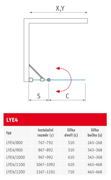 Roth Štvorcový alebo obdĺžnikový sprchovací kút LYE4+LYSW1S, brillant - bez vaničky ROTH-Variant: šírka dverí: 80 cm, šírka pevnej steny: 80 cm, orientácia: Uni - (LYE4/800_LYSW1S/800), ROTH-Profily: profily: brillant, výplň: transparent