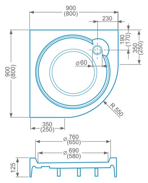 Roltechnik Outlet Samonosná sprchová vanička iROUND ROTH-Variant: rozmery: 90x90 cm - (iROUND-90x90 - 8000232)
