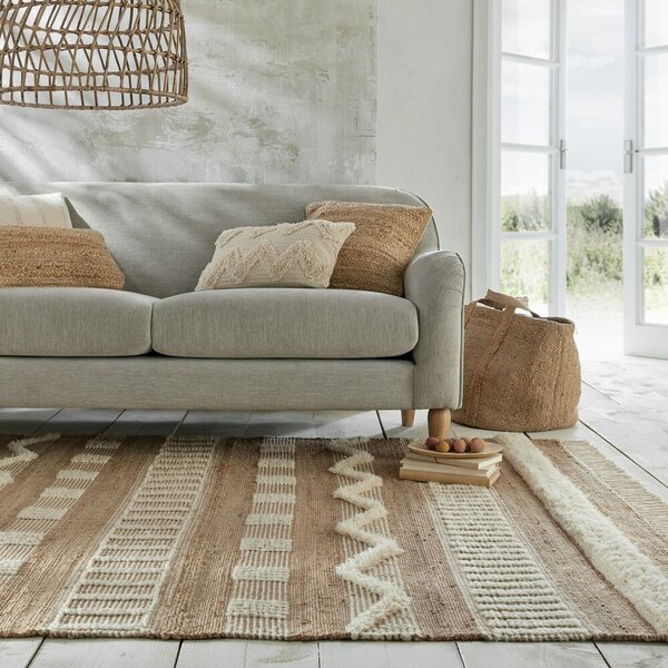 Flair Rugs , Kusový koberec Jubilant Medina Jute Natural/Ivory, 120x170, béžová, obývacia izba