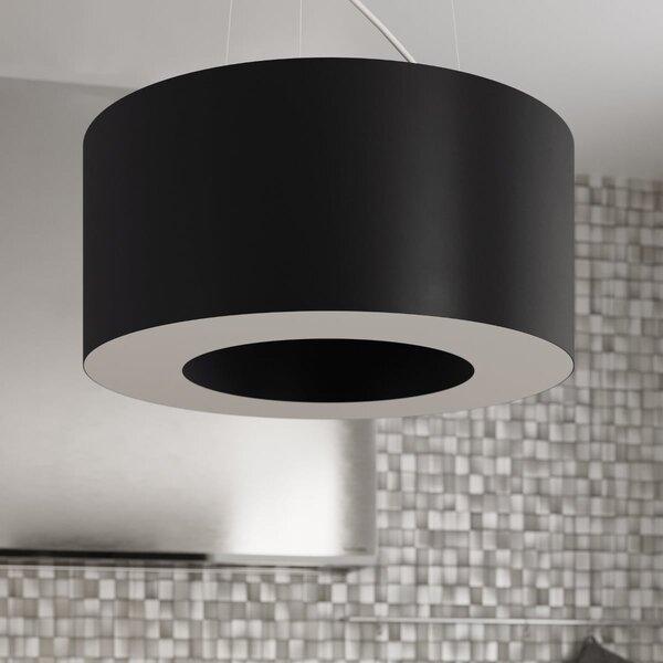 Závesné svietidlo Saturno Slim, 1x čierne textilné tienidlo, (biely plast), (fi 50 cm)