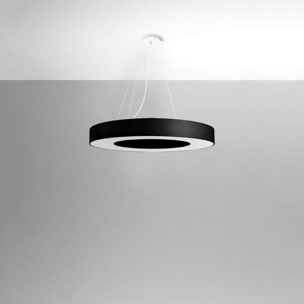 Závesné svietidlo Saturno Slim, 1x čierne textilné tienidlo, (biely plast), (fi 70 cm)