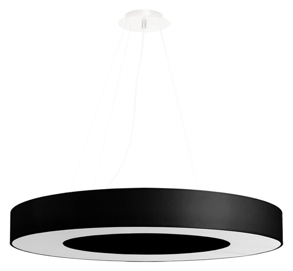 Závesné svietidlo Saturno Slim, 1x čierne textilné tienidlo, (biely plast), (fi 70 cm)