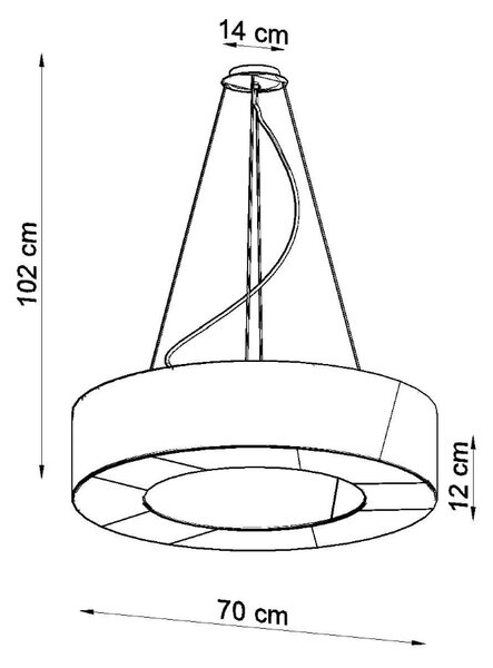 Závesné svietidlo Saturno Slim, 1x čierne textilné tienidlo, (biely plast), (fi 70 cm)