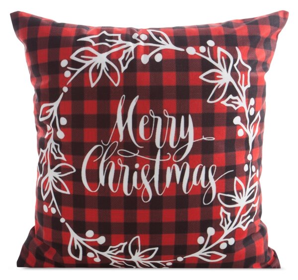 VIANOČNÁ DEKORAČNÁ OBLIEČKA NA VANKÚŠ MERRY1 45X45 CM VZOROVANÁ