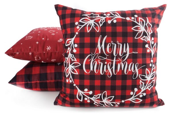 VIANOČNÁ DEKORAČNÁ OBLIEČKA NA VANKÚŠ MERRY1 45X45 CM VZOROVANÁ