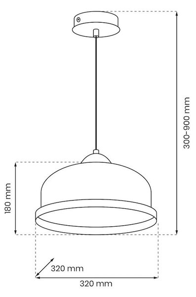 Závesné svietidlo Studio, 1x drevené/biele kovové tienidlo, (fi 32cm), w/br