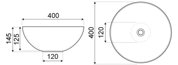 Novoterm Keramické umývadlo na dosku NV-KR-301 BW (ø 40 cm)