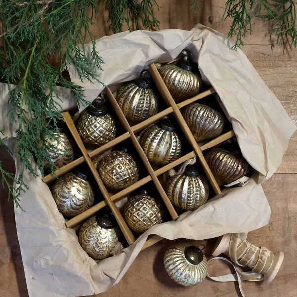 Vianočná guľa Antique Champagne Ø 5,5 cm – set 12 ks