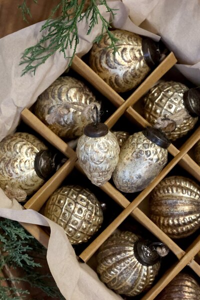 Vianočná guľa Antique Champagne Ø 5,5 cm – set 12 ks