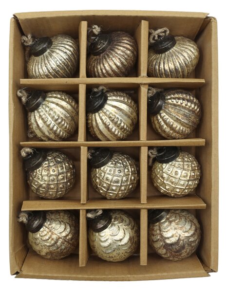 Vianočná guľa Antique Champagne Ø 5,5 cm – set 12 ks
