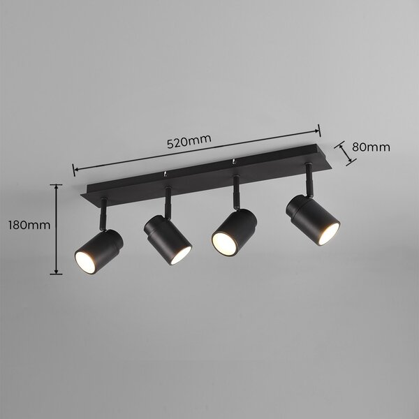 Trio 880400432 prisadené stropné bodové svietidlo Angelo 4x5W | GU10 | IP44 - čierna
