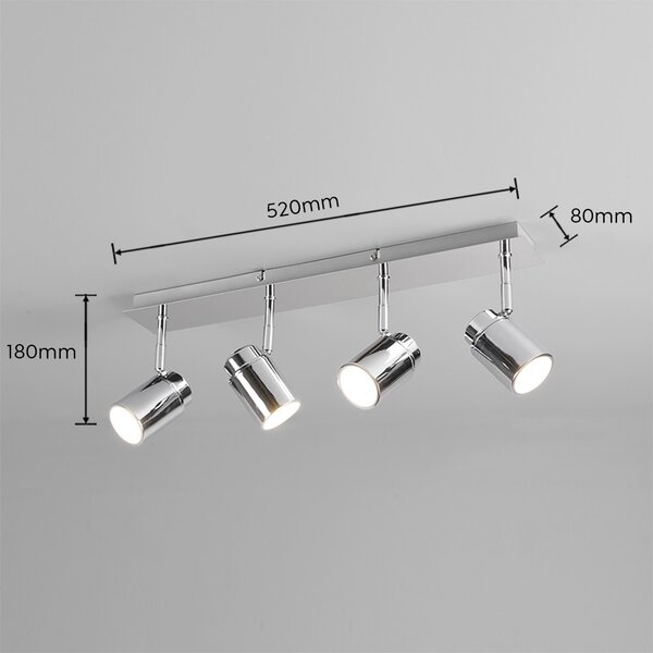 Trio 880400406 prisadené stropné bodové svietidlo Angelo 4x5W | GU10 | IP44 - chróm