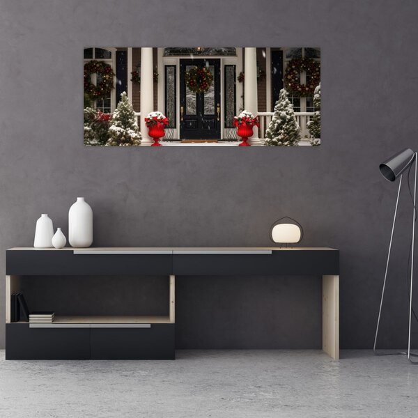 Obraz - Vianočne nazdobený dom (120x50 cm)
