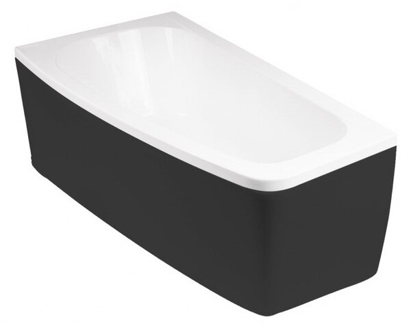 Besco Krycí panel k asymetrickej vani Luna Black P 150x80, čierny BESCO-Rozmery: 150x80, BESCO-Farba: Čierna mat, BESCO-Orientácia: Pravá