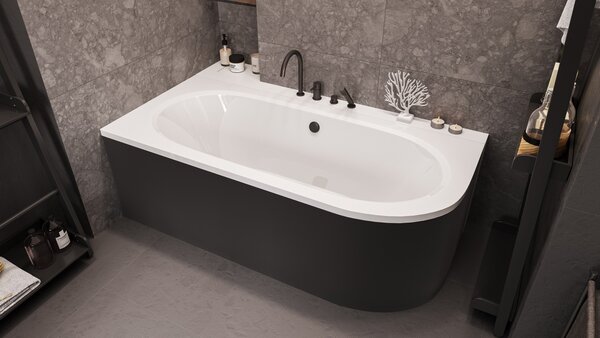 Besco Krycí panel k asymetrickej vani Avita Black P 150x75 (160x75, 170x75, 180x80), čierny BESCO-Rozmery: 180x80, BESCO-Farba: Čierna mat