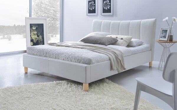 Čalúnená manželská posteľ s roštom Sandy 160 - biela