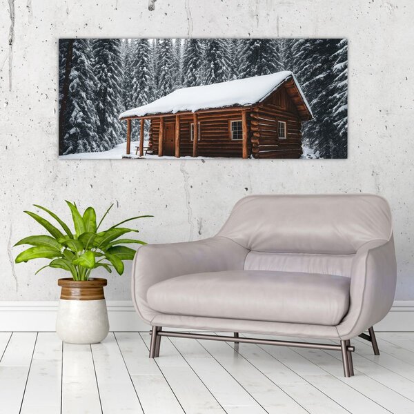 Obraz - Zasnežená chata (120x50 cm)