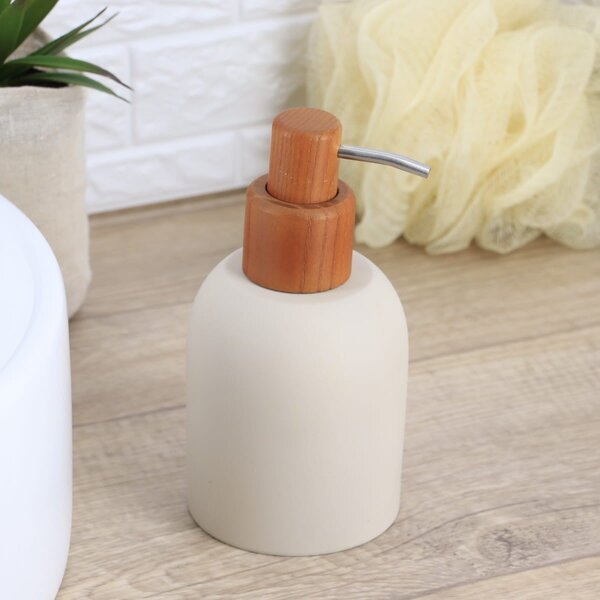 Dávkovač mydla Silvestre, béžová/s drevenými prvkami, 230 ml