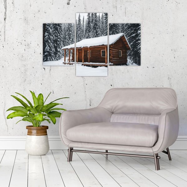Obraz - Zasnežená chata (90x60 cm)