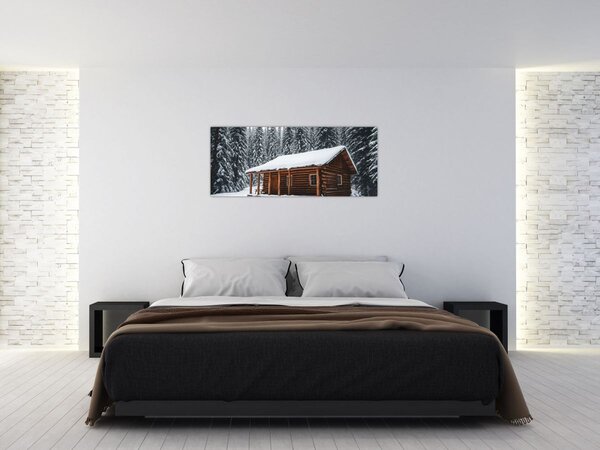 Obraz - Zasnežená chata (120x50 cm)
