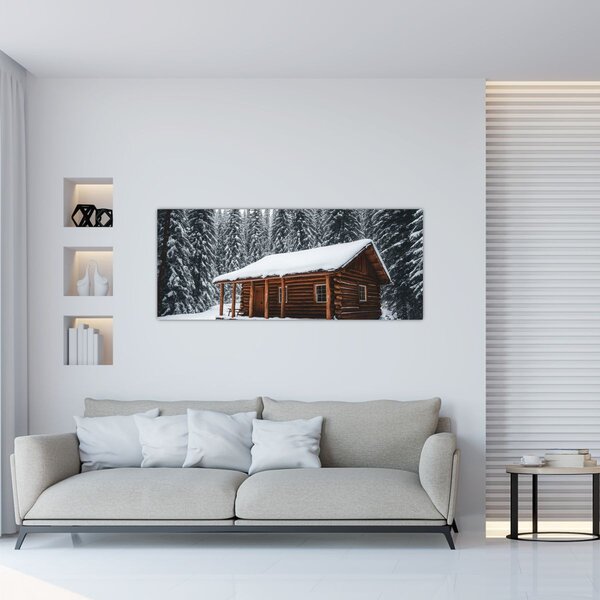 Obraz - Zasnežená chata (120x50 cm)