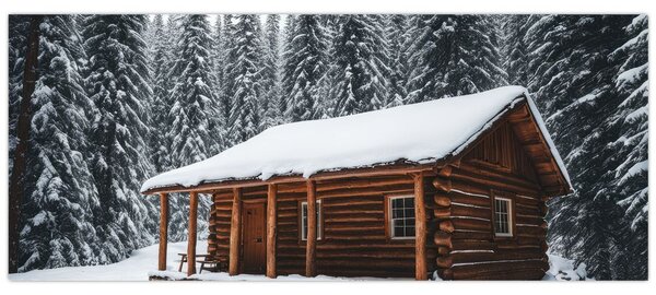 Obraz - Zasnežená chata (120x50 cm)