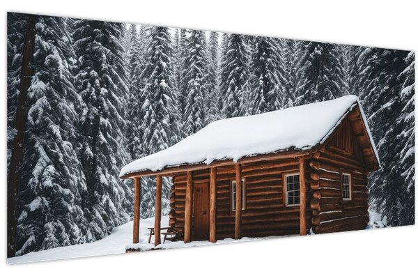 Obraz - Zasnežená chata (120x50 cm)