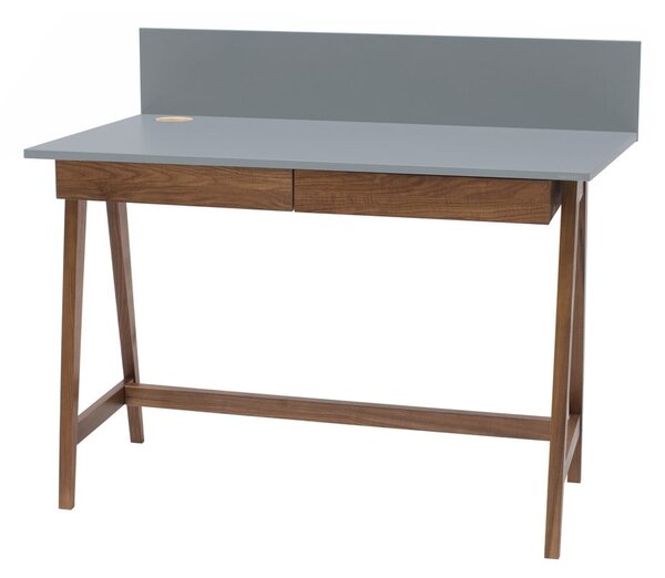 Sivý písací stôl s podnožím z jaseňového dreva Ragaba Luka Oak, dĺžka 110 cm
