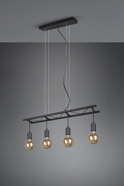 Trio R30644002 závesné stropné svietidlo Ladder 4x10W | E27 - nastaviteľná výška, drevo, čierna