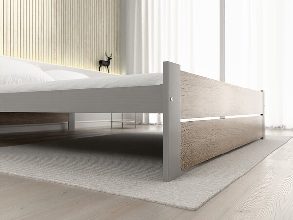 Posteľ IKAROS DOUBLE 160 x 200 cm, dub sonoma/sivá Rošt: Bez roštu, Matrac: Matrac DELUXE 10 cm