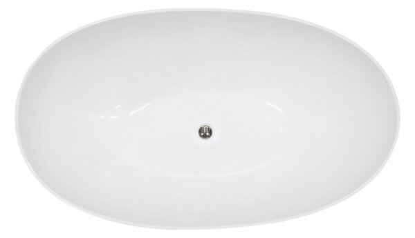 Besco Voľne stojaca vaňa z liateho mramoru Siya BW 160x92 (172x100), biela lesk/čierna lesk